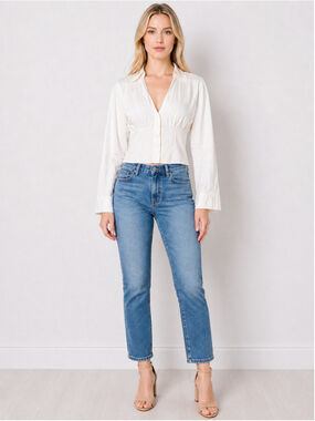 Strenesse GABRIELE STREHLE White Cotton Button Down Blouse Shirt Designer Size 8